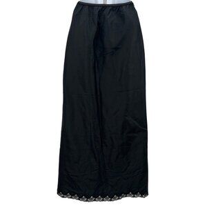 Vintage Long Slip with Back‎ Slit Black Nylon Dacron Polyester Wonder Maid 70s